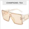 2021 Casual Fashion Siamese Sonnenbrille Männer Frauen Platz Großen Rahmen Sonnenbrille Retro Gradienten Brillen UV Frauen ins