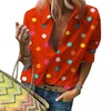 Polka Dot Blouse Women Deflar قم بتقلب القمصان الطويلة الأكمام بالإضافة إلى حجم الملابس ملابس الشوارع بلوزة بيضاء النساء XXL 220125