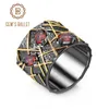 Bagues de cluster GEM'S BALLET 0.94Ct Naturel Garnet Gemstones Bague 925 Sterling Argent Original Vintage Croix Ligne Pour Femmes Fine Bijoux