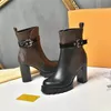 Designer Luxus DROPS DOWNTOWN Regenstiefel Fashion Woman Heel Bootie Line Ranger Schwarze Stiefel mit Originalverpackung