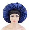 Cofano in raso di bellezza di grandi dimensioni per donna Berretto da notte per dormire in colore puro Copricapo turbante Copricapo africano da donna Bandane Copricapo