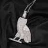 Mode Hip Hop Jewelry Owl Pendant Halsband med kedjevitt guldfylld Micro Pave CZ Zricon Necklace Rapper Accessories Ins 5837613