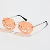Rimless Pumpkin Shape Sunglasses Women Men 2021 Oval Alloy Hollow Sun Glasses Female Halloween Punk Eyeglasses Oculos9843169