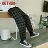 RUIHUO Plaid Harem Pants Men Trousers Joggers Casual Pants Men Sweatpants Ankle-Length Hip Hop Streetwear Cotton M-3XL 210616