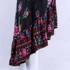 Kvinnor Klänning Bohemian Vintage Sashes Dekorerad Blommig Tryckt Big Open V-Neck Kort Butterfly Ärm Hög Midja Mode Kläder 210522