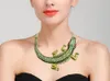 Tuliper Lüks Timsah Kolye Gerdanlık Kadın Bildirimi Yeşil Timsah Hayvan Kristal Takı Collier Moda Buz Çıkışı X0509