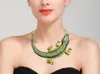 Tuliper De Luxe Crocodile Collier Ras Du Cou Femmes Déclaration Vert Alligator Animal Cristal Bijoux Collier De Mode Ice Out X0509