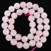 Wojiaer 6 8 10 12mm quartzo rosa natural bola redonda de bola de espaçador de bola de joalheria Diy Brincos de jóias Fazendo 915