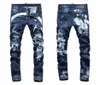 DSQ Marca Mens Slim Jeans Denim Calças Europeias Estilo Reto Buraco Zíper Botão Azul Calças Lápis para 8010 210716