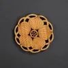 Bambu bordmatta kopp coaster te kopp kudde retro lotus carving miljövänliga runda värme isolering teaware tillbehör rrb12752