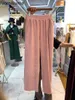 Nomikuma Corduroy Pants Women Solid Color Straight Loose Trousers Female Autumn Fashion Casual Stretch Waist Pantalones 210514