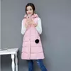 Winter Women Cotton Down Vest Plus Size M-5XL Sleeveless Warm Hooded Loose Casual Long Female Outerwear Padded Jacket 211120