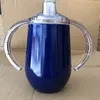 Paslanmaz Çelik Sippy Su Kupaları Yumurta Şekli Çift Kolu Termos Kupası Çocuklar Süt Eğitim Tumbler Vakum Yalıtım Şişesi 10 oz Hediye H0007