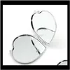 Bricolage maquillage miroir fer 2 visage Sublimation blanc plaqué feuille d'aluminium fille cadeau cosmétique miroirs compacts décoration Portable W0016037294