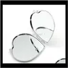 Bricolage maquillage miroir fer 2 visage Sublimation blanc plaqué feuille d'aluminium fille cadeau cosmétique miroirs compacts décoration Portable W0013309030