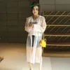 Geekinstyle nova moda feminina transparente eva plástico meninas capa de chuva À Prova D 'Água Rainwear Adulto Poncho Casaco de Chuva 210320
