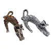 Cirgenfashion Gold / Posrebrzany Pełny Cyrkon Kobiety Broszki Stop Cat Crystal Animal Brooch Pins Biżuteria Przedmiot