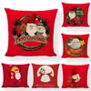 Christmas Len Pillow Case Red Series Santa ShP Santa Sofa Cushion Cover Home Decor Decoration PillowCazy Drukowanie Cyfrowe Custom 45x45 CM Zrób logo