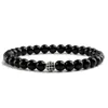 6mm Natural Stone Beads Bracelets Charm Black Pave Ball Men Handmade Strand Bracelet Couple Bangles Jewelry