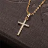 Cross Pendant Necklace Fashion Pendants Gold Silver Color Crystal Jesus Chain Jewelry Men Women Wholesale Necklaces Neck Lace G1206