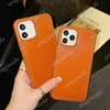 Classic Orange Fashion Luxury Phone Cases för iphone 13 13pro 12 12Pro Max 11 11pro XS XR XsMax 8 plus högkvalitativt präglat läderfodral Co