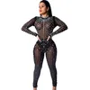 Jumpsuits femininos Macsuits 2021 Mulheres Verão Sexy Sexin Sexin Slee-Throut Zipper Diamantes Bodysuits Playsuit Club Beading Party Outf
