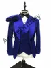 Herenpakken Blazers (Jas + Broek + Vest) Mannelijk Pak Luxe Glanzend Blauw Jas 3 Stuk Knappe Groomsman Trouwjurk Slim Fit Custom Made