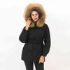 Big Real Raccoon Fur High Quality Winter Short Women's Jacket 90% White Duck Down Coat Warm Hooded Female Thick Warm Parka 211130