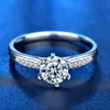 Moissanite Ringen 925 Sterling Zilveren Ringen voor Dames Sieraden Diamond 1CT D Luxe Princess Six Prong Diamond Ring Engagement