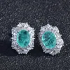 Brincos Colar 925 Forma oval de prata esterlina paraiba pingents de cristal verde turmalina anéis de jóias finas conjuntos de jóias