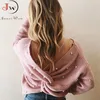 Kobiety Powrót Criss Cross Frezowanie Dzianiny Sweter Jesień Zima Elegancka Ol Ciepłe Pulowers Moda Solid Jumper Knitwear Pull 211011