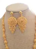 Pendientes Collar 24k Dubai Color de oro Conjuntos de Joyas para Mujeres Luxury Bridal Africano Boda Adorno Esposa Regalos Anillos