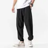 Privathinker Pantaloni da uomo in cotone e lino da uomo in tinta unita Pantaloni Harem casual larghi Abbigliamento maschile 210715