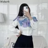 Elegante Bow Bandage Branco Camisa Mulheres Corean Chic Escritório Senhora Blusa Fahion Roupas High Street Todos os Blusas 210519