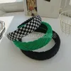 Checkerboard Sponge Headbands Fashion Hair Accessories Women Green Checked Face Washing Sports Hairband Boutique Cute Hair Hoop