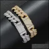 Armband Smycken15mm Fashion 7 "8" BRASS INSTÄLLNING CZ Kubansk kedja Armband Cubic Zircon BB021 Länk, Drop Leverans 2021 Ryhcn