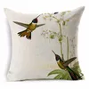 Hummingbird Animal Pattern Pillowcase Green Foliage Flower Decoration Square Pillow Home Sofa Cushion Cover 45X45Cm Polyester Cushion/Decora