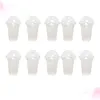 Copas pires de 100pcs 360ml plástico transparente descartável com tampas de cúpula de buraco para tampas de frutas de chá