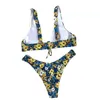 Costume da bagno da donna da donna estivo diviso set adulto donna stampa floreale creativa cravatta sul petto costume da bagno bikini sexy senza schienale