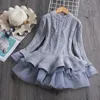 秋の冬の女の子のセーターのドレス編み物長袖のフリルガーゼの子供ドレス寒い暖かい赤ちゃん女の子子供服45an L2