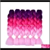 100G 24 pollici Singolo Colore Ombre Verde Rosa Estensione sintetica Twist Jumbo Intrecciatura Kanekalon Q6Txl Uhyww