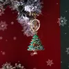 1pcs Rhinestone Enamel Santa Claus Christmas Tree Hanging Pendant Keychain New Year Decoration Xmas Gift G1019