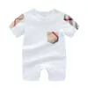 Sommar Baby Boys Flickor Kortärmad Rompers Infant Bomull Plaid Jumpsuits Toddler Andningsbara Onesies Barnkläder Barnkläder 0-2 år