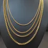 Elegant 18k guldfärg fyllda män långa present smycken halsband 2mm-7mm bredd