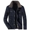 デザイナーの冬のCorduroyの厚さのフリースメンズのジャケットコートの毛皮の襟のミリタリー爆撃機パイロットジャケットChaqueta Hombre Plusサイズ4xl