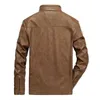 Mode PU Läderjacka Män Casual Moto Biker Stand Collar Fleece Leather Coats Gradient Färg Vinter Leather Jacket Mens 211111