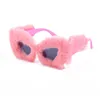 Lunettes de soleil à la mode œil de chat femmes 2022 Punk doux fourrure velours lunettes de soleil dames UV400 nuances à la main en peluche lunettes