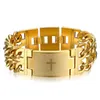 Large Heavy 24mm 8.26 Inch Men's Link Chain Scripture Bible Lords Prayer Cross ID Bracelet Stainless Steel Bangle 85g Weight