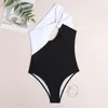 Women's Swimwear One Piece Swimsuits Women Push Up Bikini Shoulder Sexy High Cut Bodysuits Ring Link Halter Bathers 2021