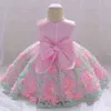 Sommarblomma Tjej Klänning Prinsessan Christening Födelsedag Klänning För 1 år Baby Girl Party Wedding Prom Dress Vestidos 12 24 Månad G1129